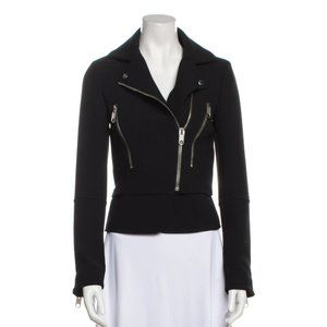 Balenciaga Black Crepe Moto Style Jacket